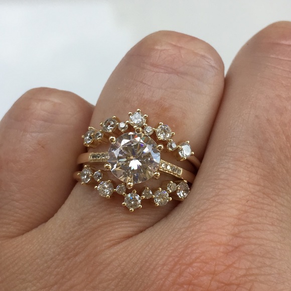 ❌ SOLD ❌ 14k yellow gold 3 ring set diamond - Picture 4 of 8